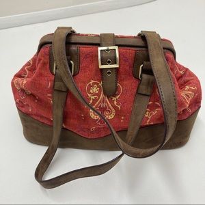 Simply Noelle Coral Tapestry Raucous Leather Handbag